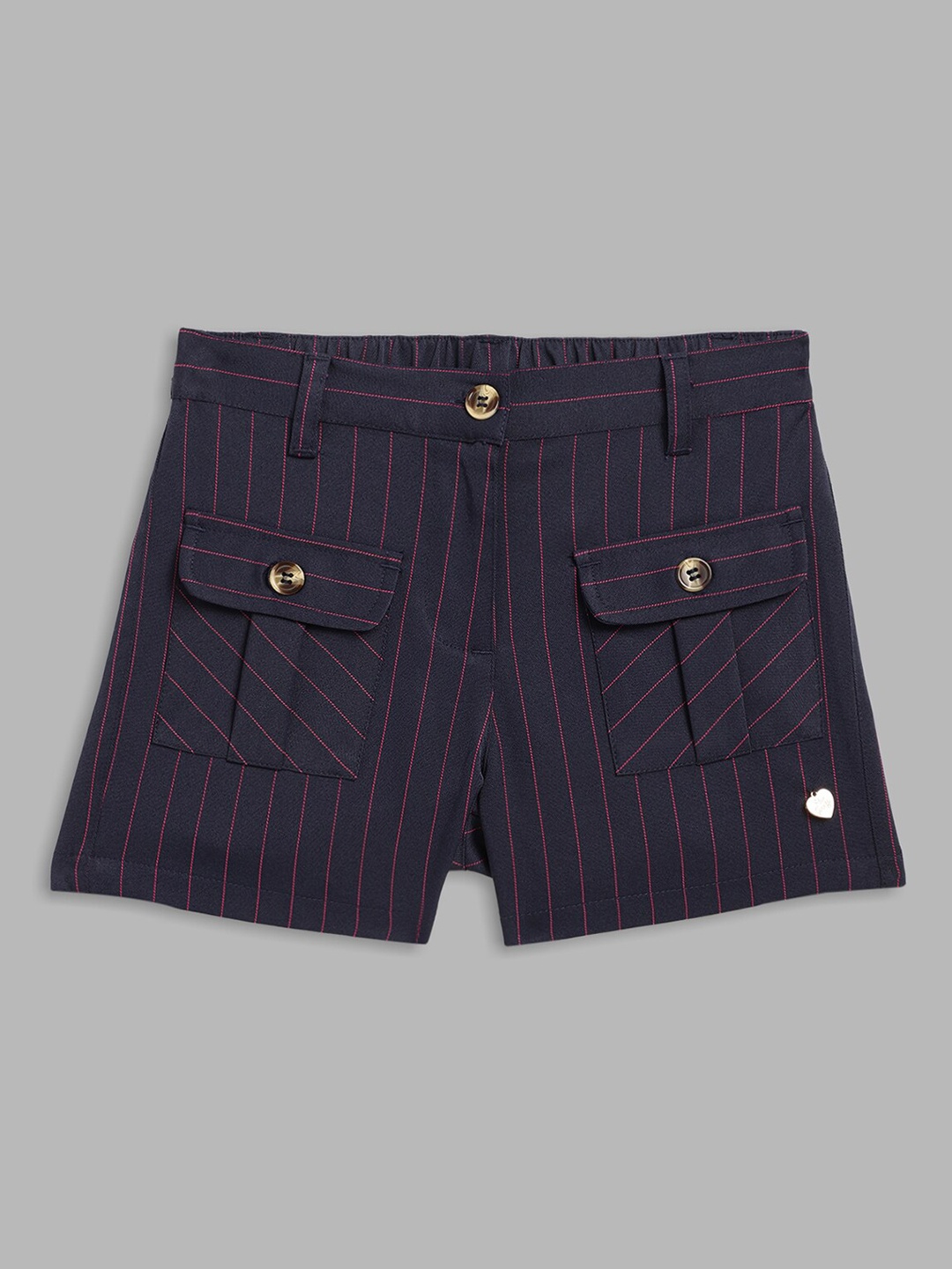 

Blue Giraffe Girls Navy Blue Striped Shorts