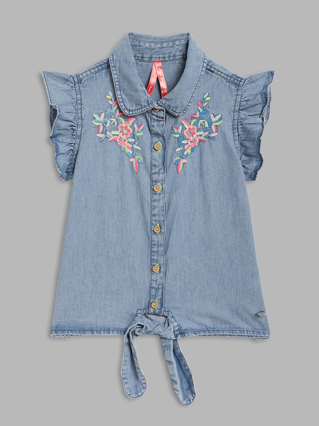 

Blue Giraffe Girls Blue Shirt Style Top
