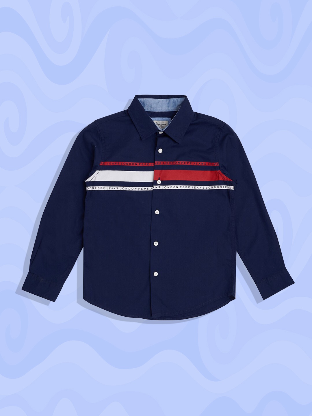 

Pepe Jeans Boys Navy Blue Horizontal Striped Casual Shirt