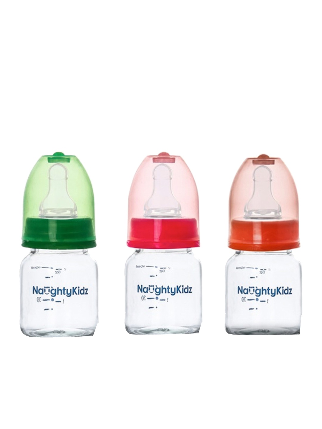 

NAUGHTY KIDZ Pack of 3 Glass Feeding Bottle, Pink