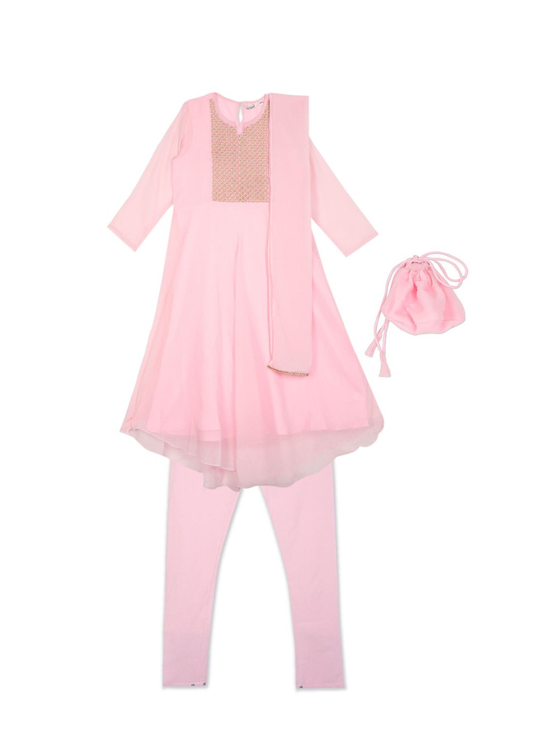 

Karigari Girls Pink Solid Kurta & Leggings & With Dupatta