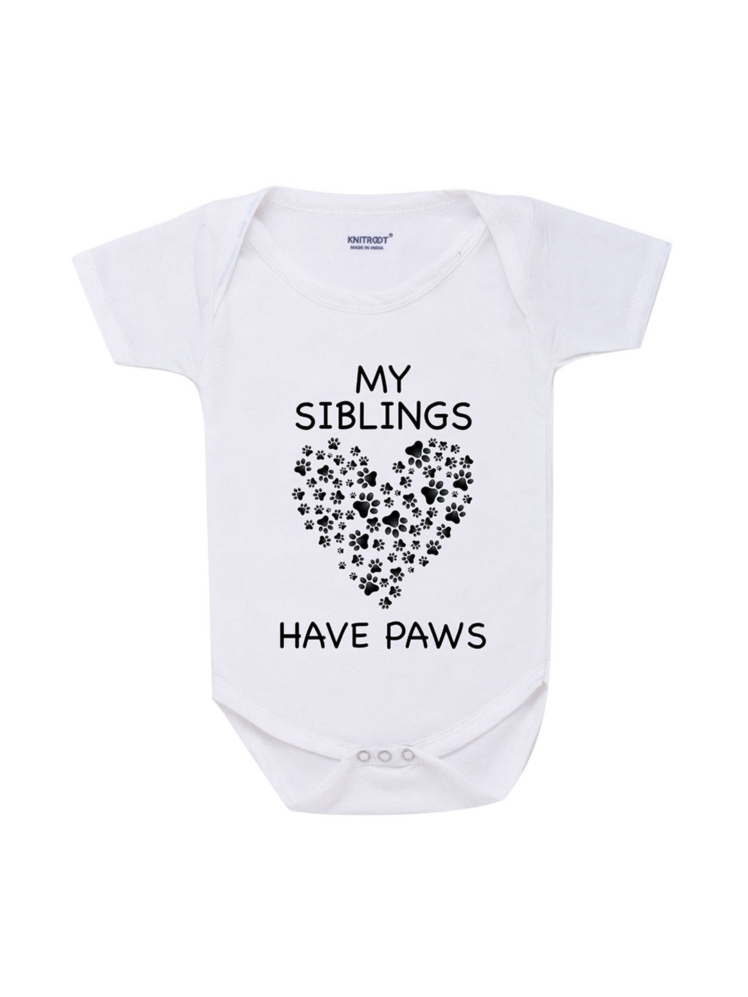 

KNITROOT Infant White Printed Cotton Bodysuits