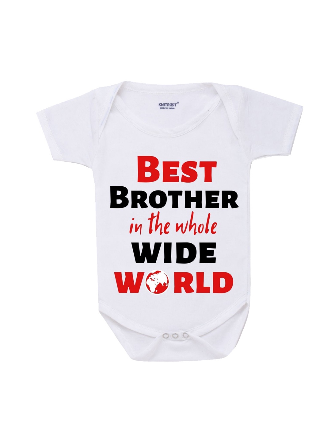 

KNITROOT Kids White & Red Printed Cotton Bodysuit