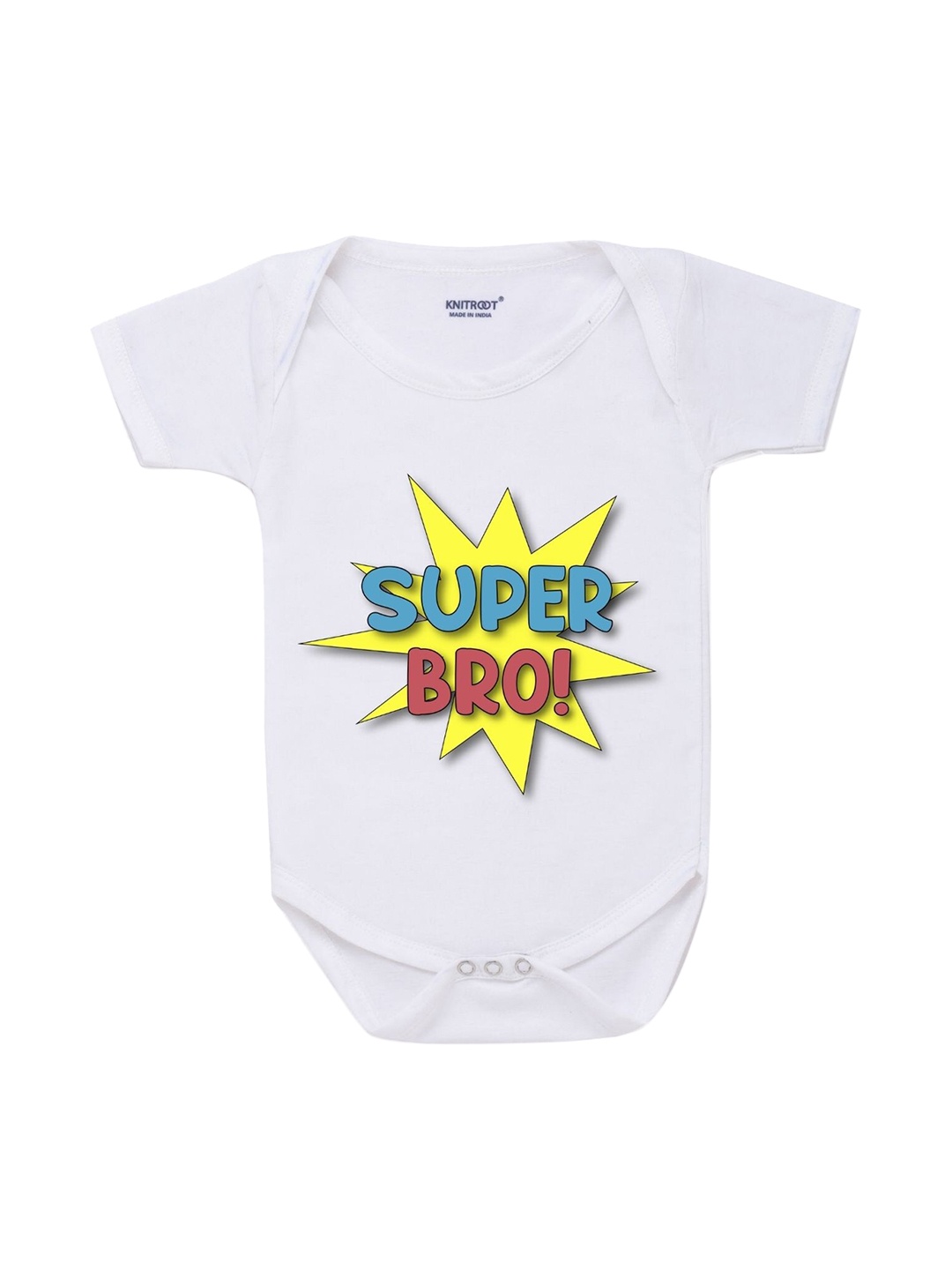 

KNITROOT Kids White & Yellow Cotton Printed Bodysuit