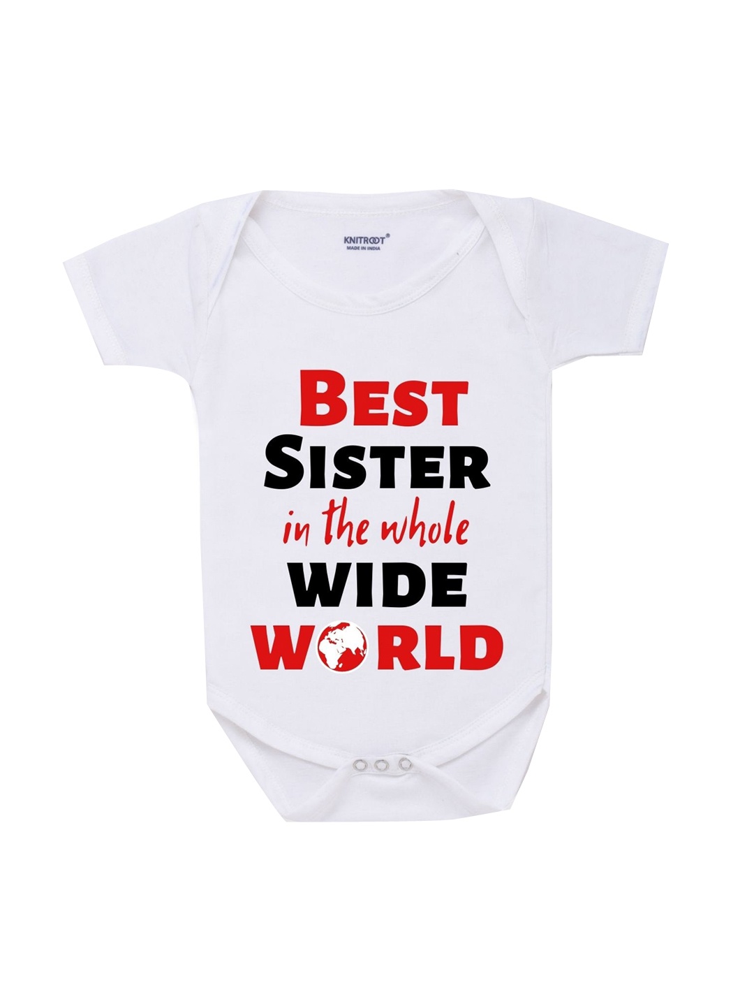 

KNITROOT Unisex Kids White Printed Cotton Bodysuit