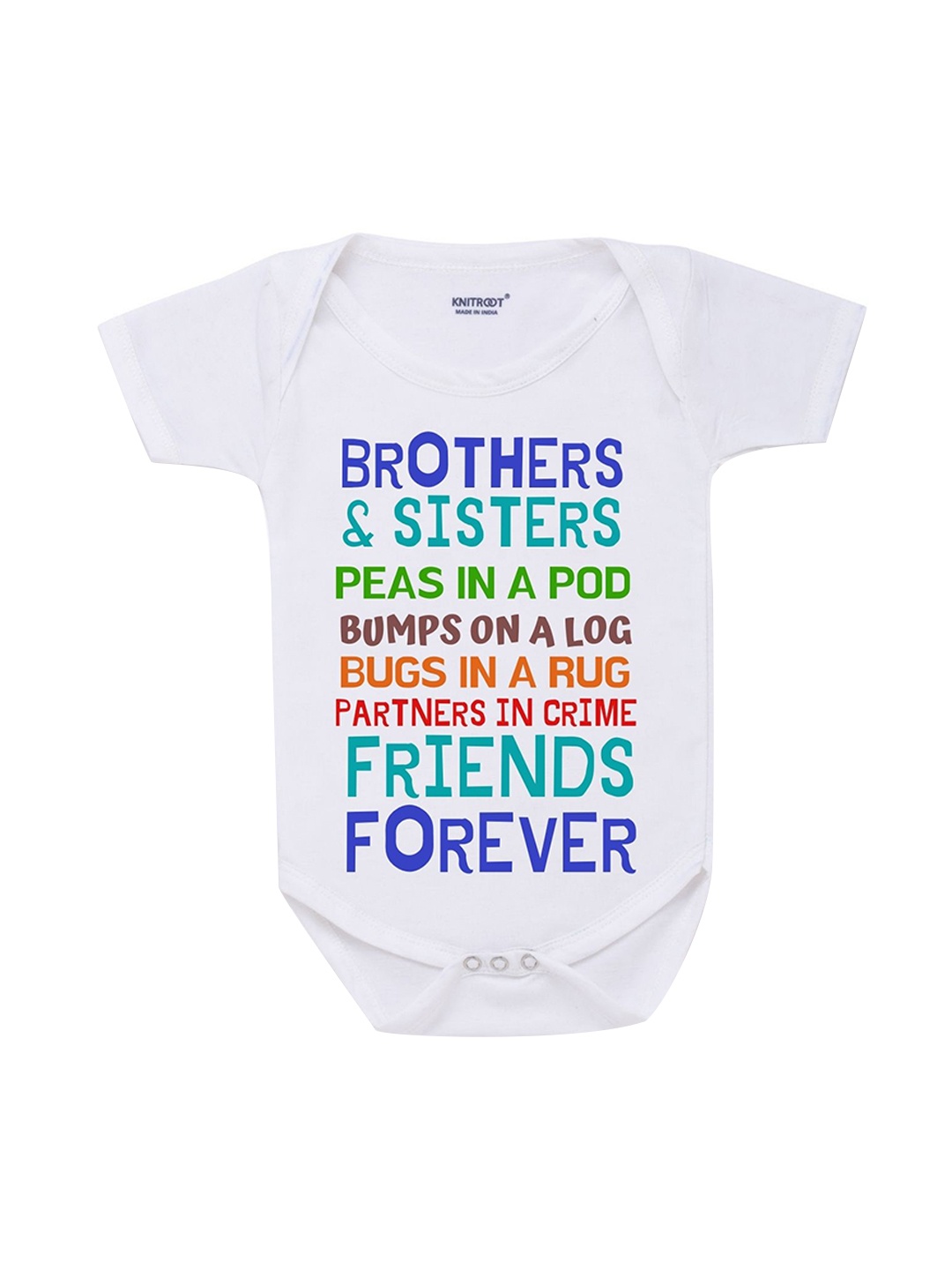 

KNITROOT Infants White & Blue Printed Cotton Bodysuit