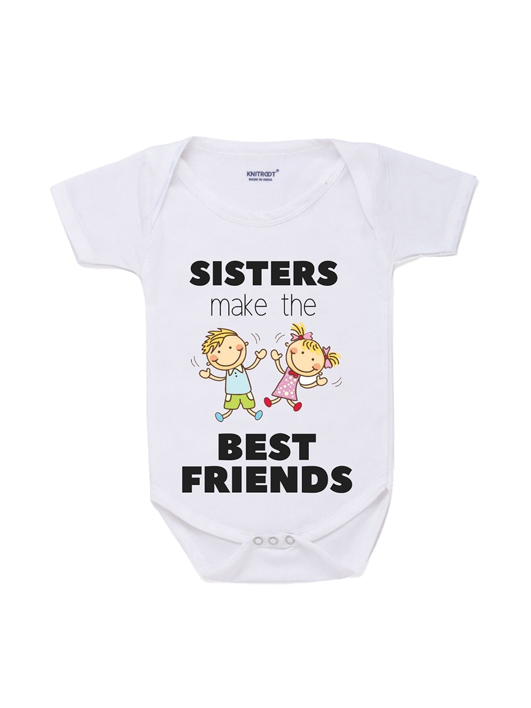 

KNITROOT Infant White & Black Printed Bodysuit