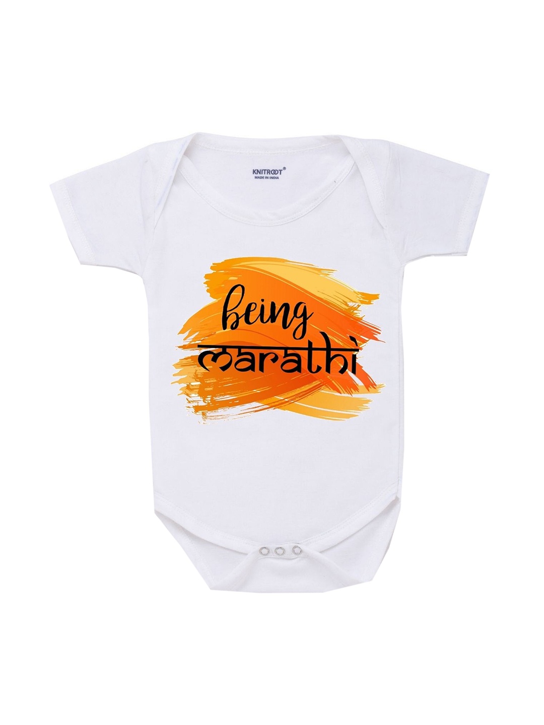 

KNITROOT Unisex Kids White Printed Cotton Bodysuit