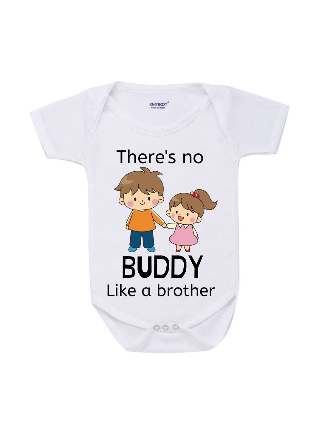 

KNITROOT Kids White & Black Printed Body Suit