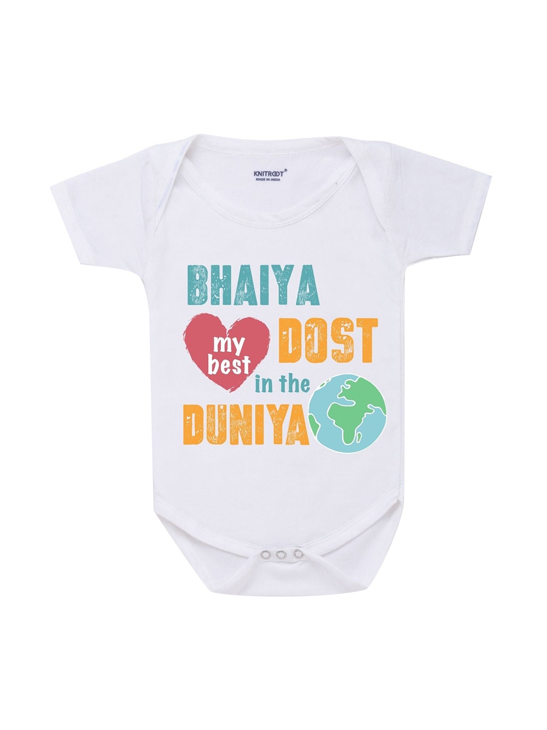 

KNITROOT Kids White Printed Bodysuit