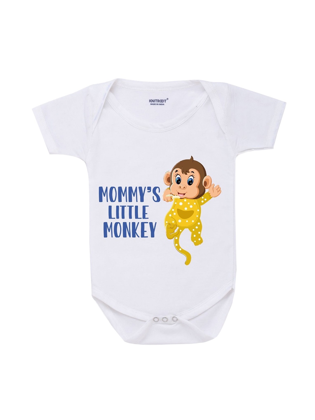 

KNITROOT Infant Kids White & Blue Printed Bodysuit