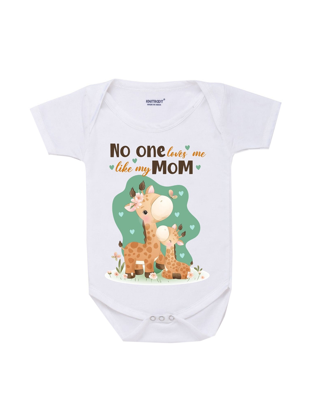 

KNITROOT Infants White & Brown Printed Cotton Bodysuit