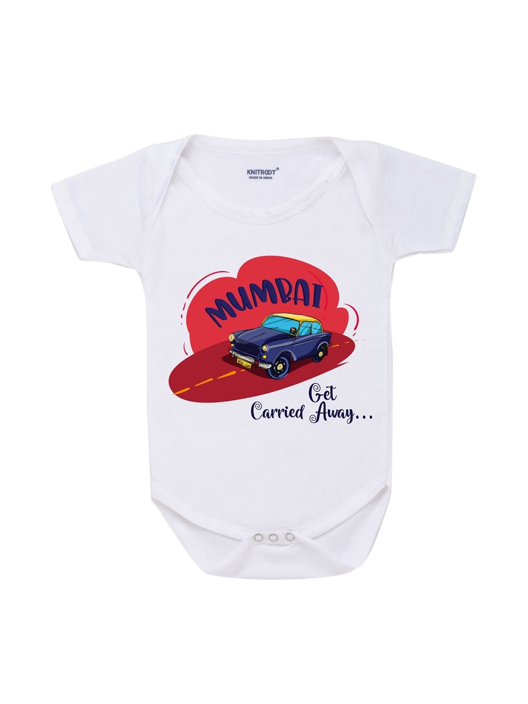

KNITROOT Kids White Graphic Printed Cotton Body Suit