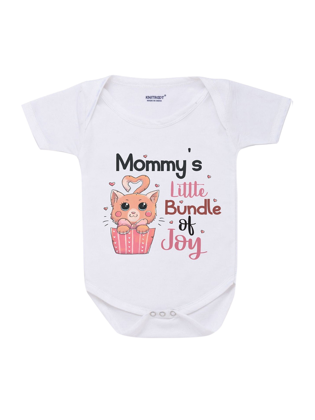 

KNITROOT Kids White & Pink Graphic Printed Cotton Bodysuit