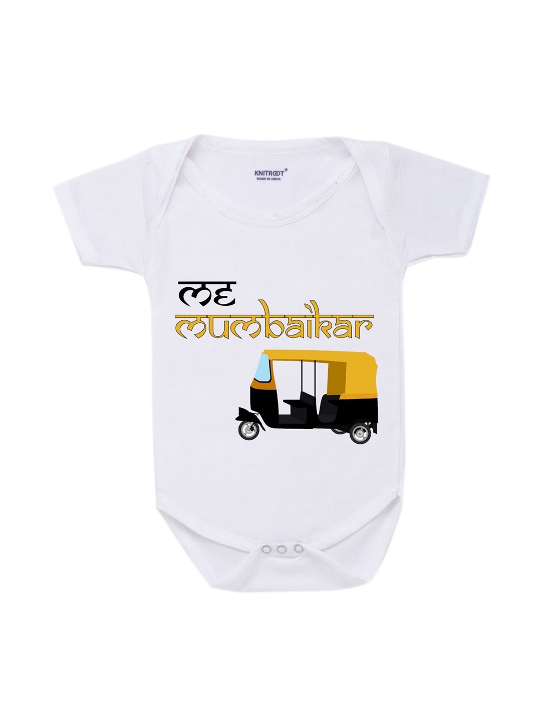 

KNITROOT Unisex Kids White Printed Cotton Bodysuit