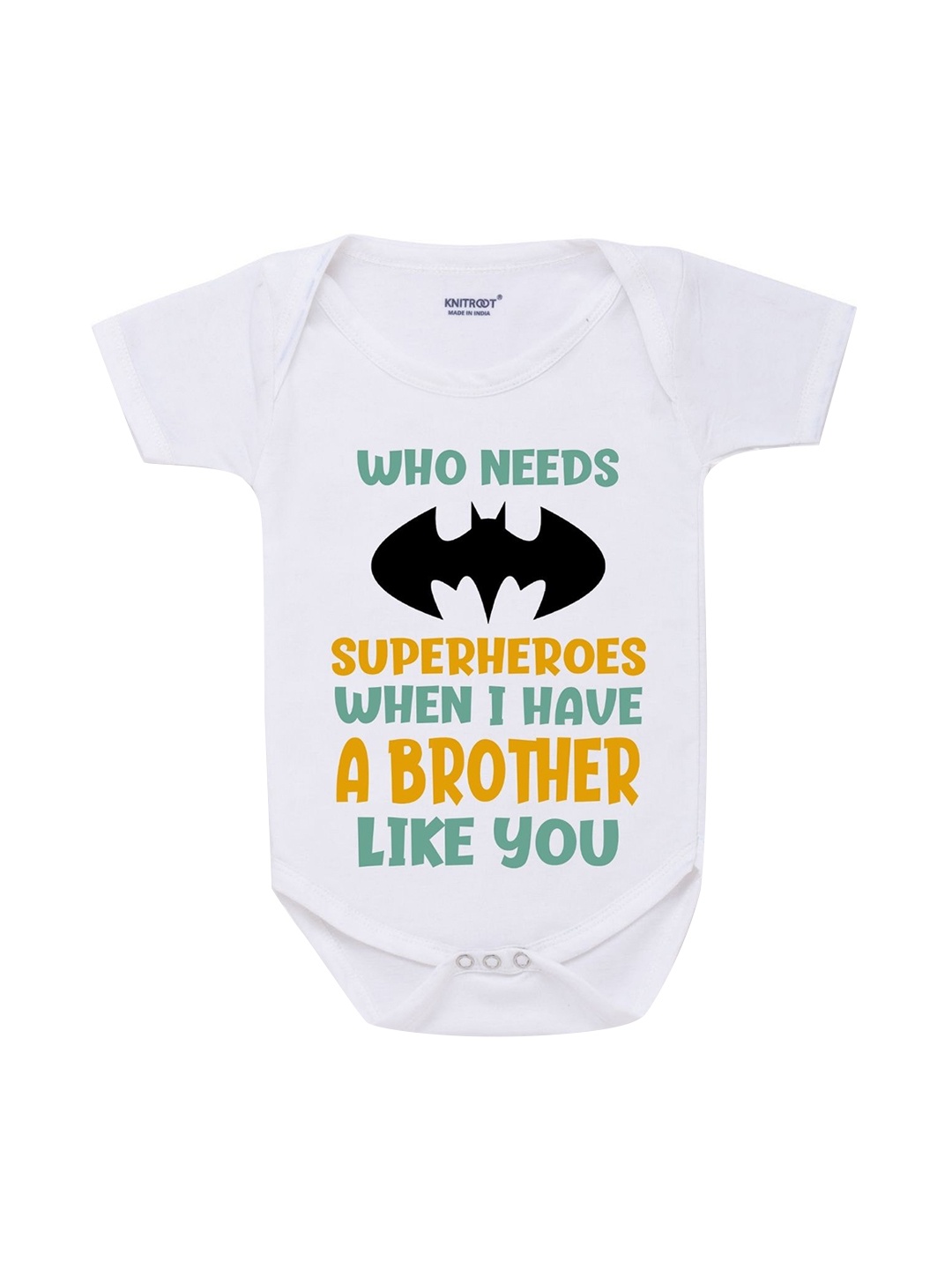 

KNITROOT Unisex Kids White Printed Cotton Bodysuit