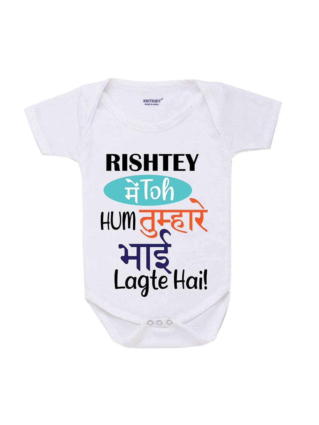 

KNITROOT Unisex Kids White Printed Cotton Bodysuit