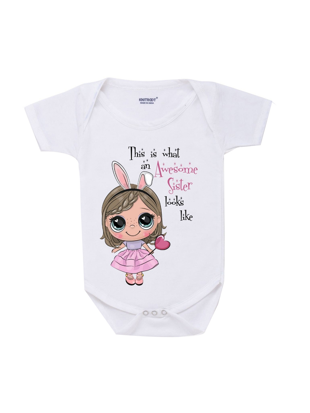 

KNITROOT White Printed Cotton Bodysuit