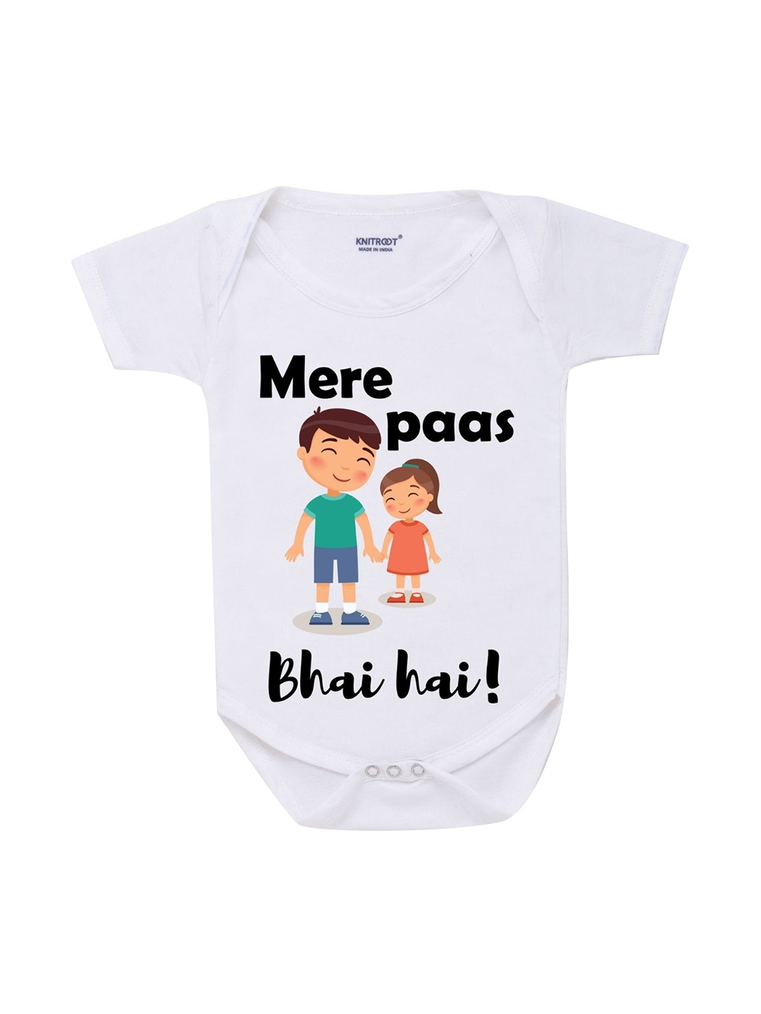 

KNITROOT Infant Boys White Printed Pure Cotton Bodysuits