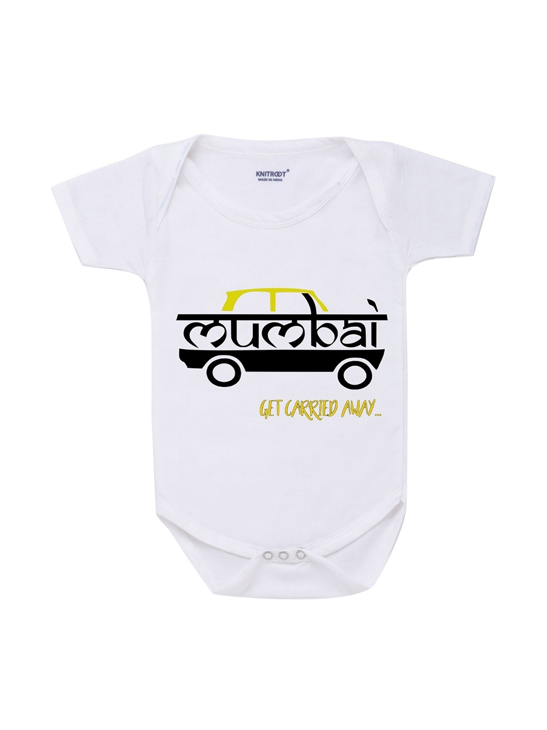 

KNITROOT Kids White & Black Printed Cotton Bodysuit