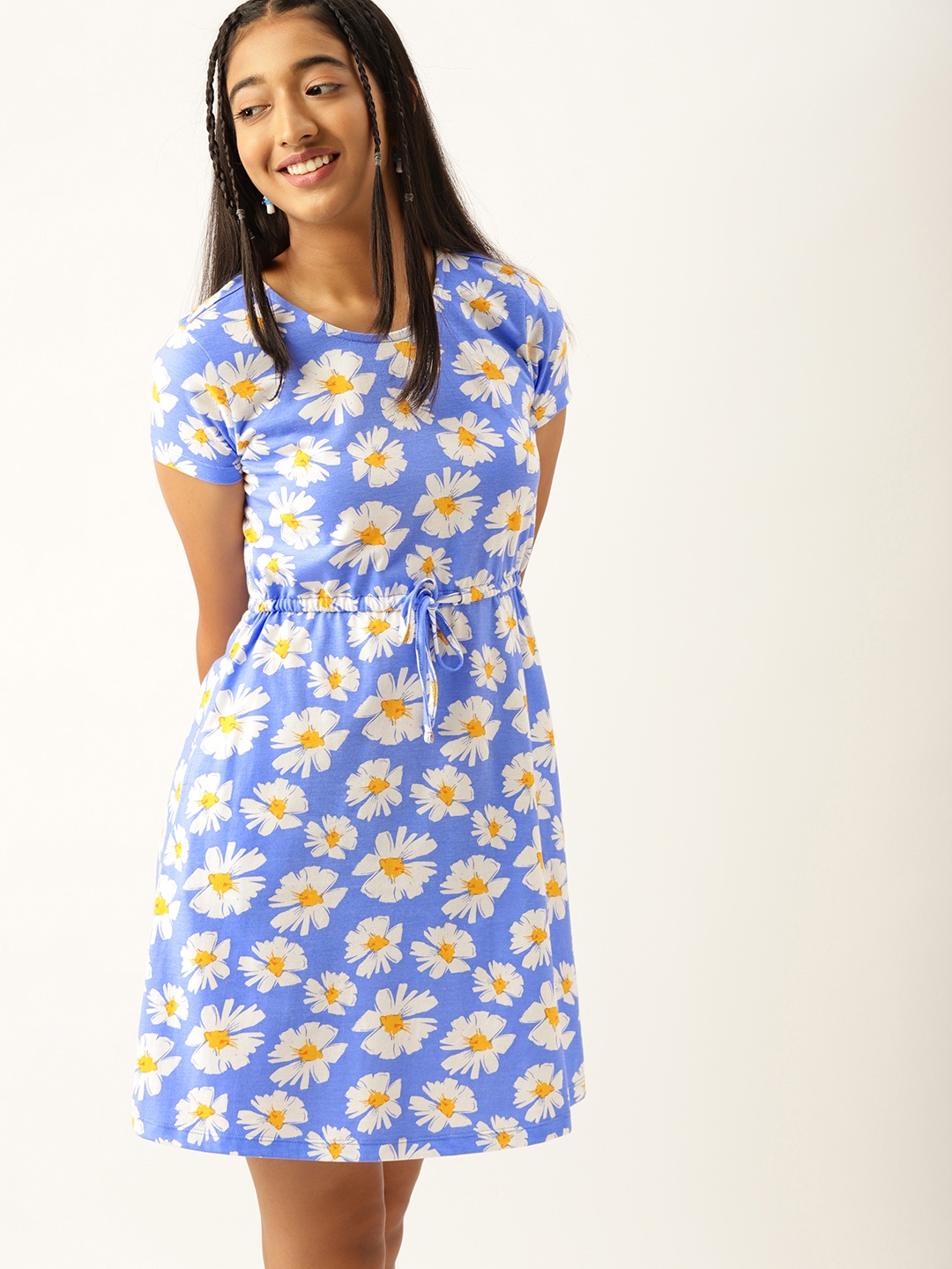 

DressBerry Teen Girls Lavender & White Floral Print A-Line Dress