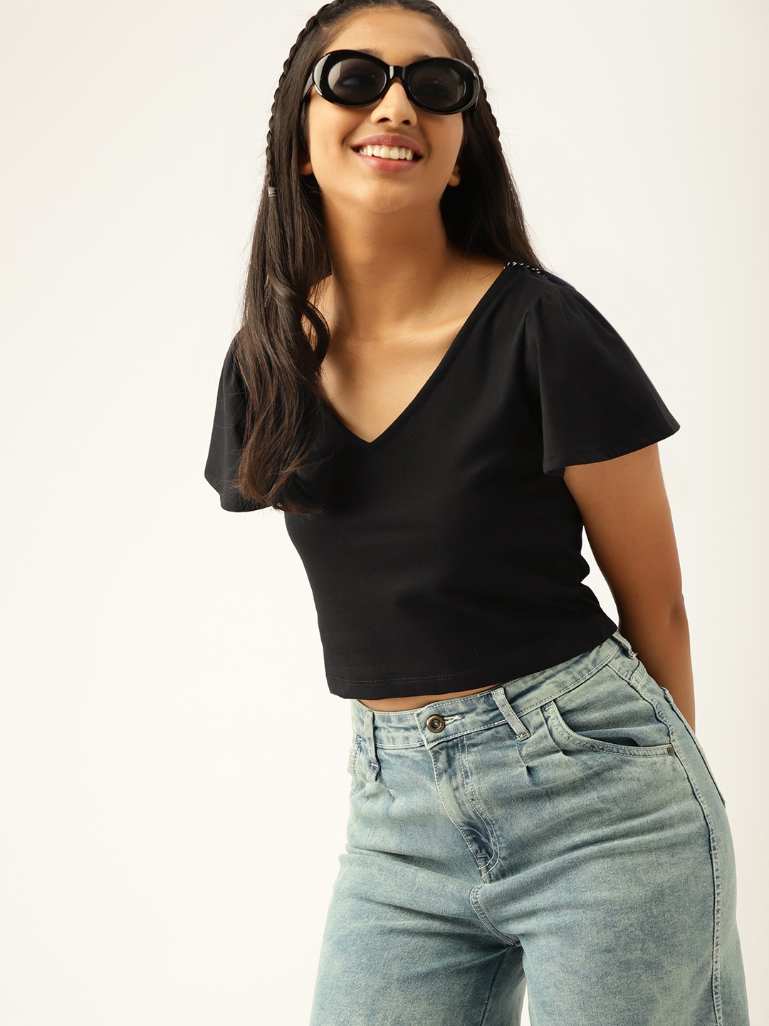 

DressBerry Teen Girls Black Solid Top