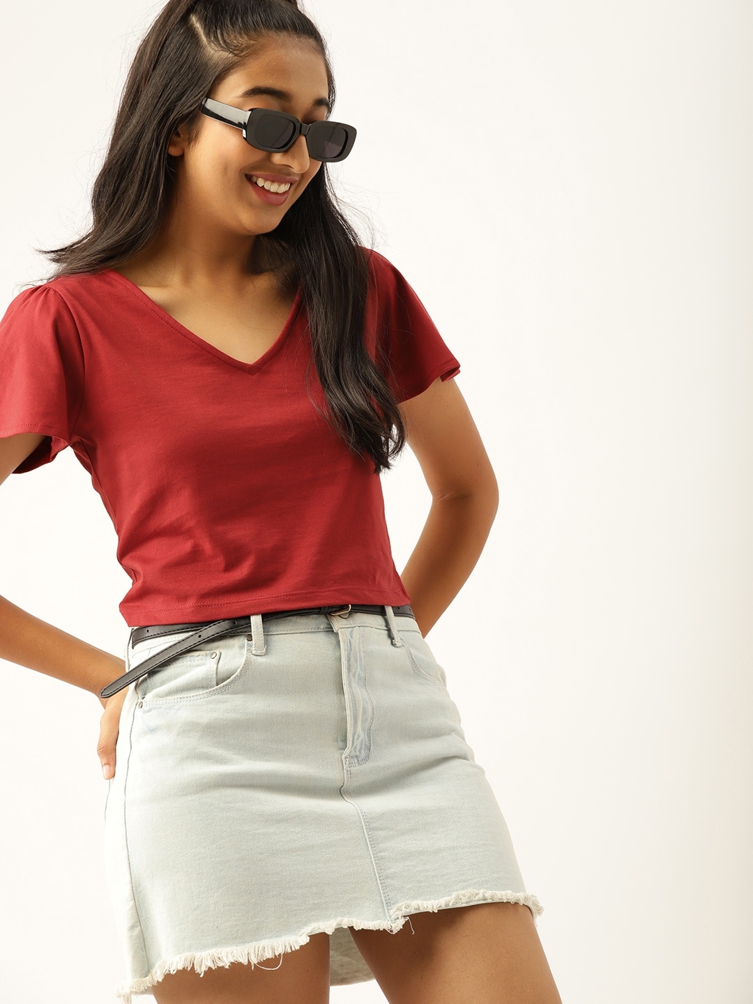 

DressBerry Girls Maroon Solid Top