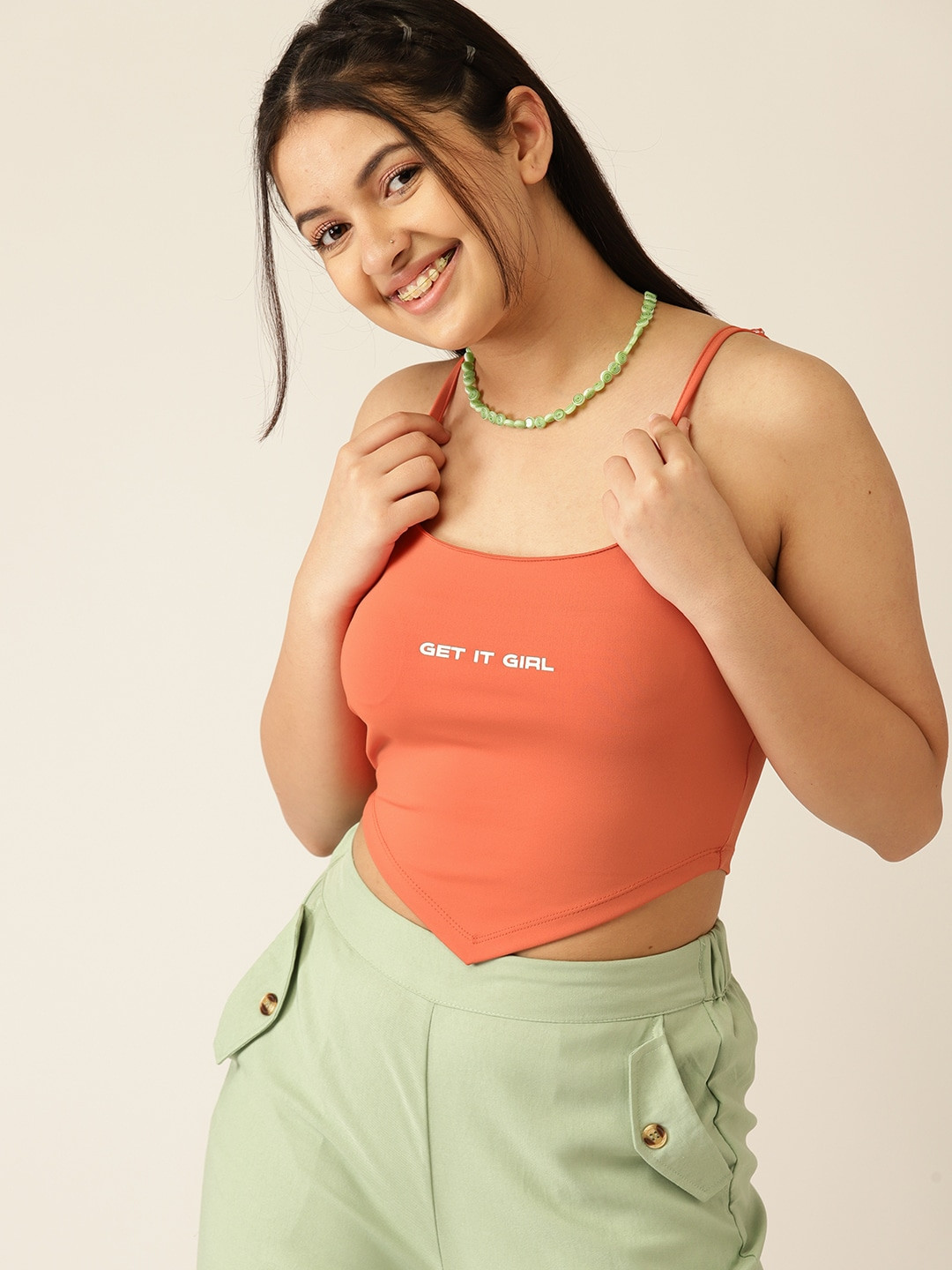 

DressBerry Teen Girls Orange Solid Bralette Crop Top