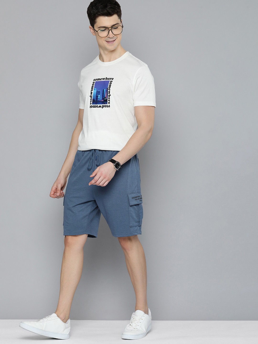 

Mast & Harbour Men Mid-Rise Shorts, Blue