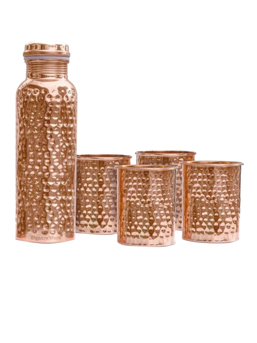 

SignoraWare Bronze Set of 5 Textured Bottle with Glasses Set