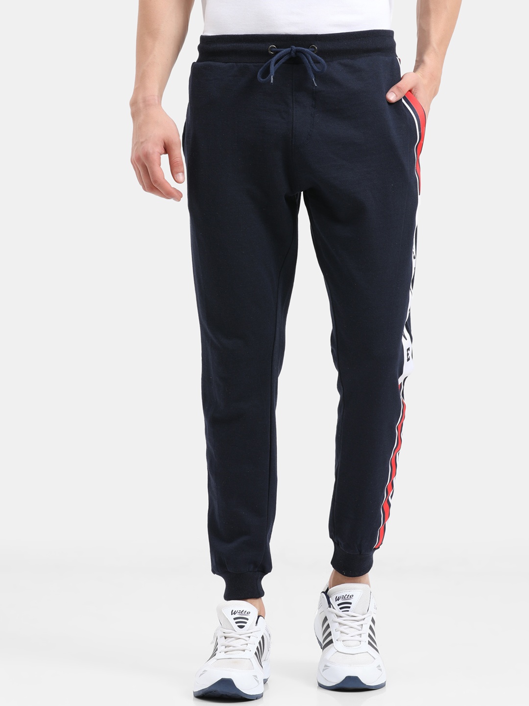 

ARDEUR Men Navy Blue Sold Cotton Joggers T