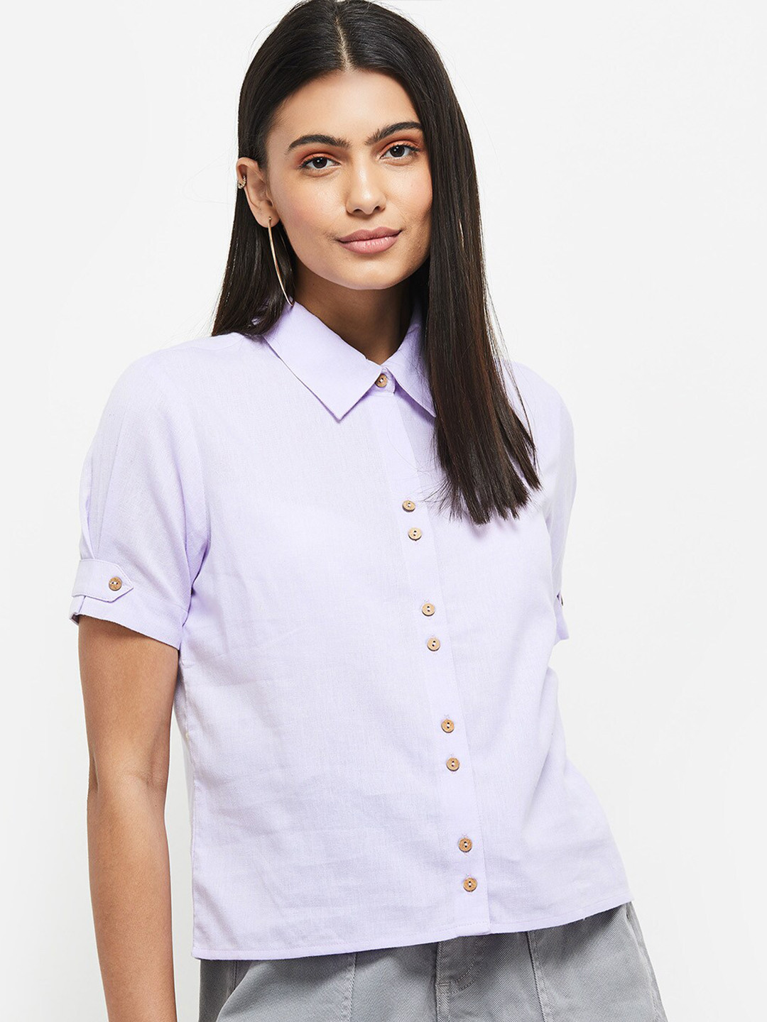 

max Women Lavender Casual Shirt