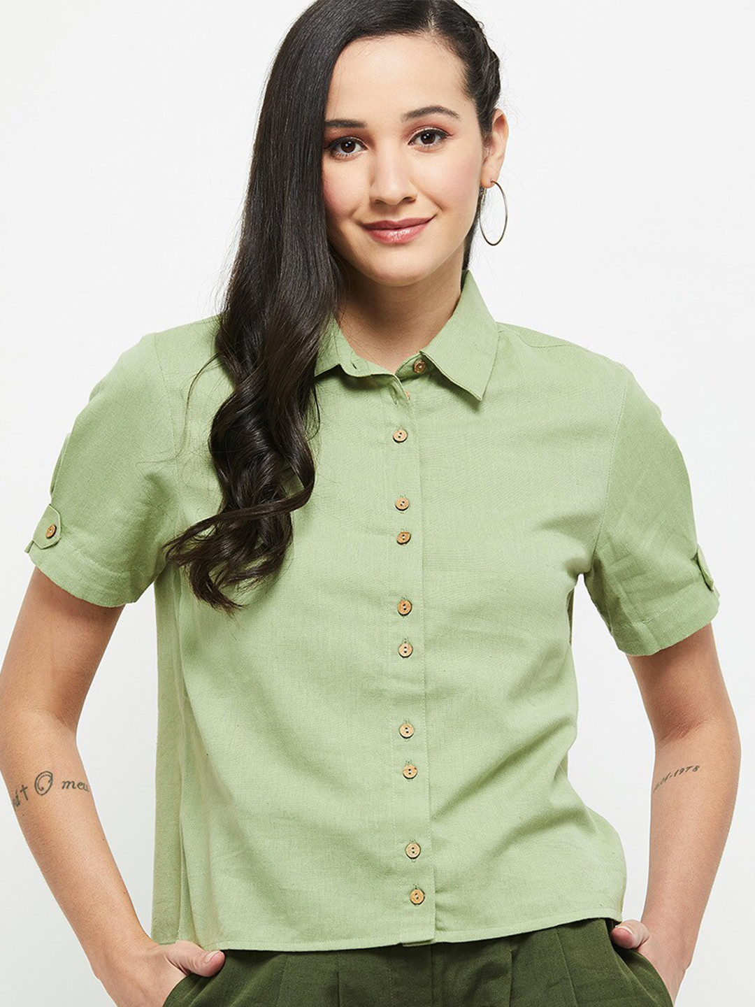 

max Women Green Casual Shirt