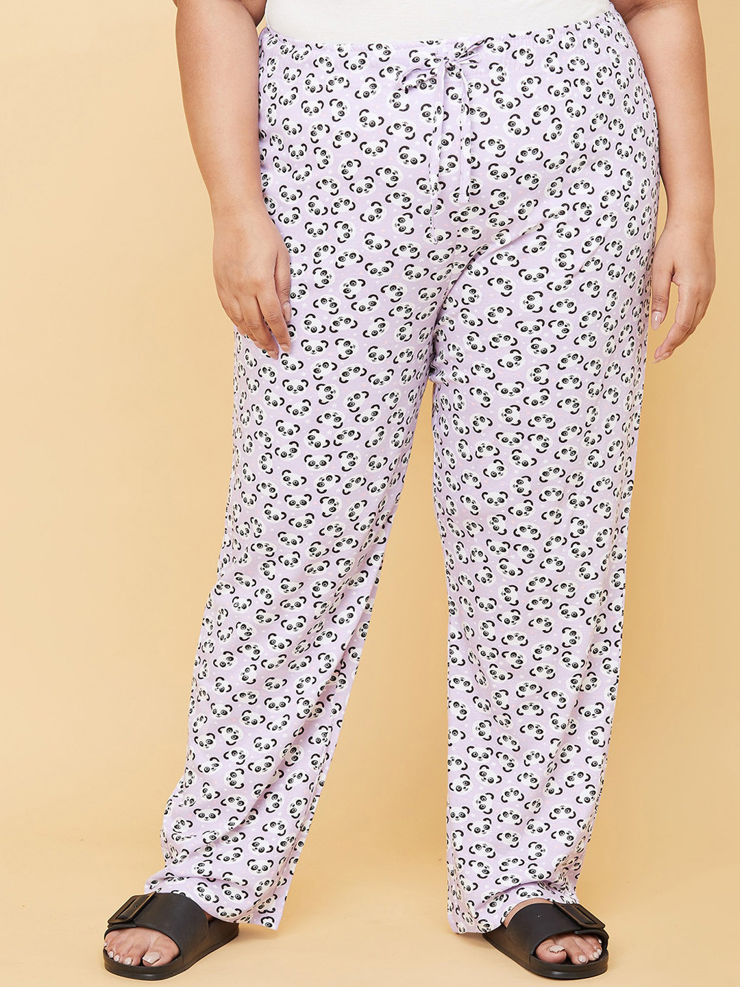 

max Plus Size Women Purple & White Printed Pure Cotton Lounge Pant