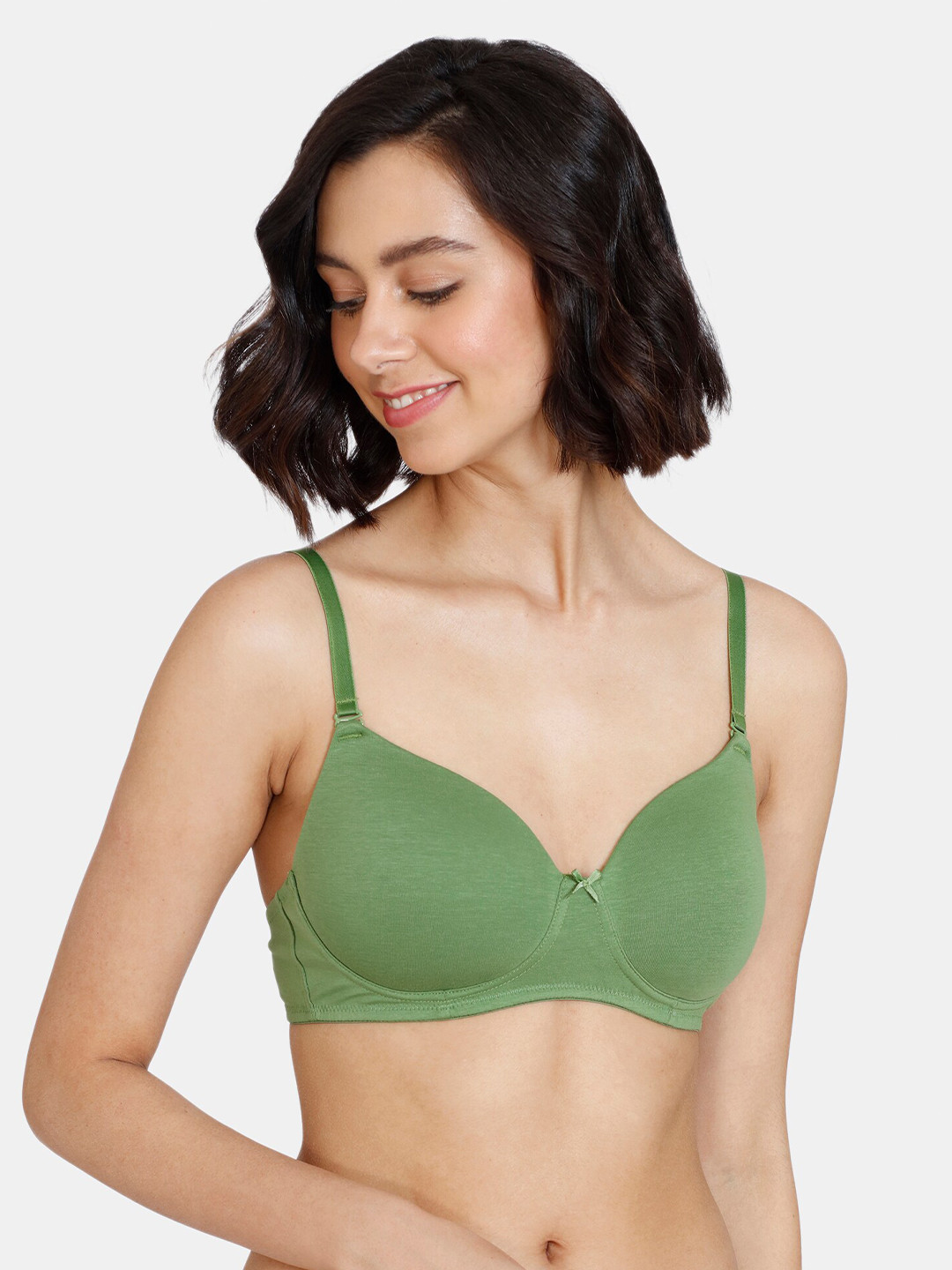 

Zivame Green Lightly Padded Non-Wired Seamless T-shirt Bra ZI1137CORETGREN