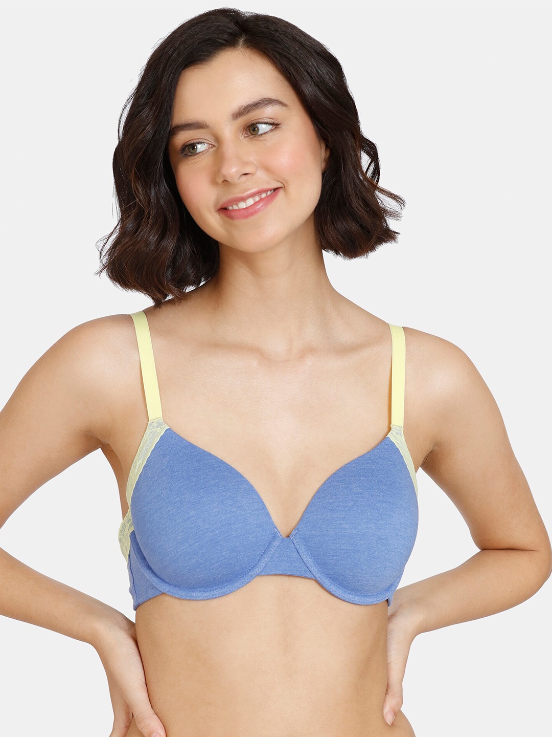 

Zivame Blue Bra Underwired Lightly Padded T Shirt Bra