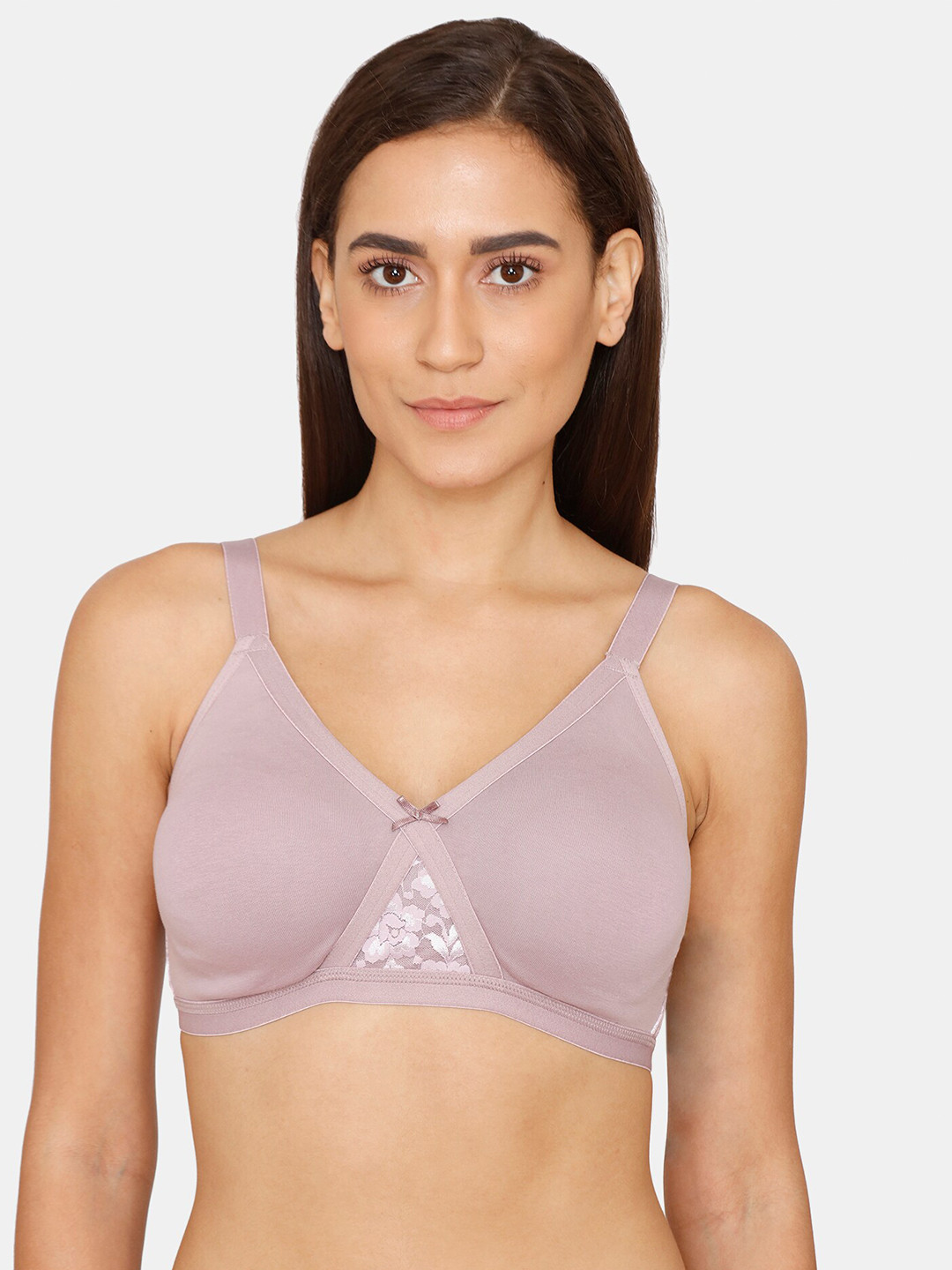 

Zivame Mauve Solid Non-Padded Everyday Cotton Bra