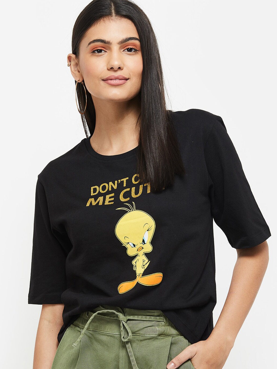 

max Women Black Tweety Printed T-shirt