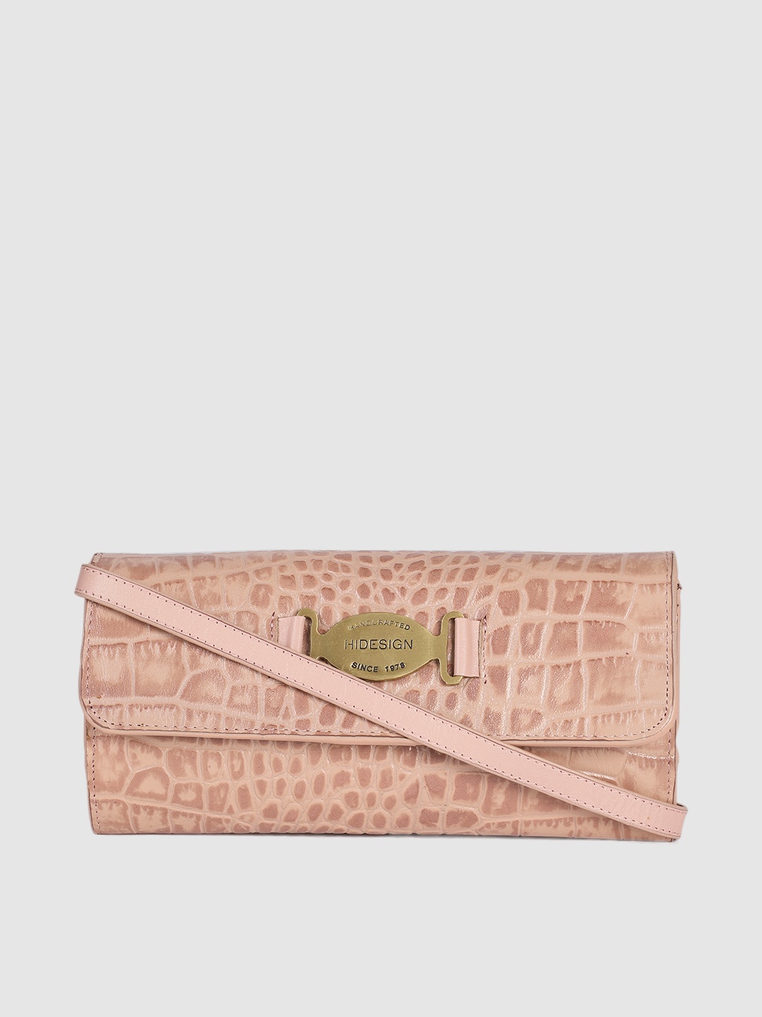 

Hidesign Women Pink Textured Leather Envelope