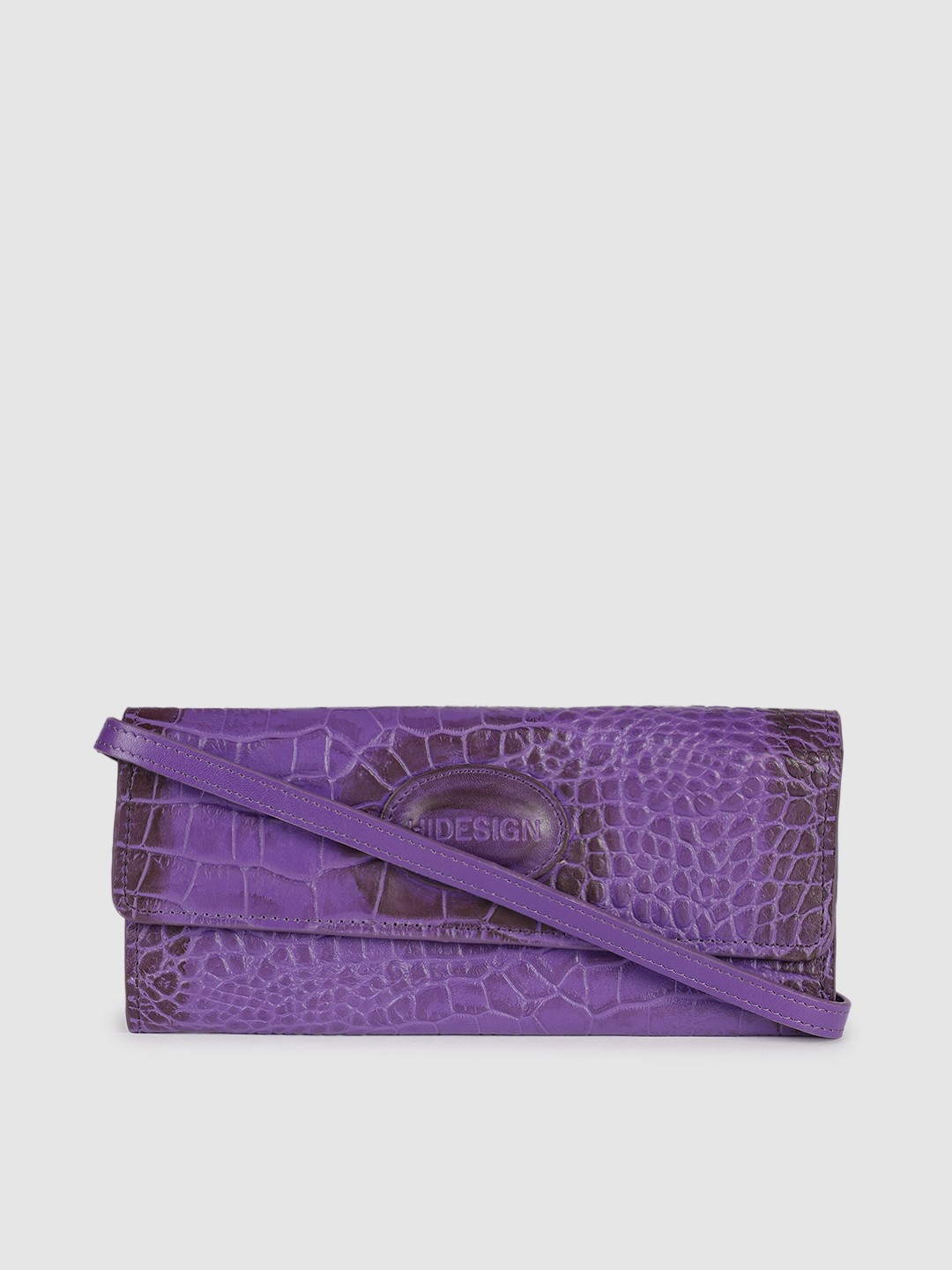 

Hidesign Women Purple Animal Textured Leather Envelope