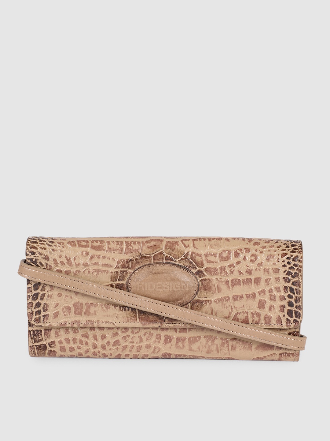 

Hidesign Women Nude Animal Textured Leather Envelope Wallet