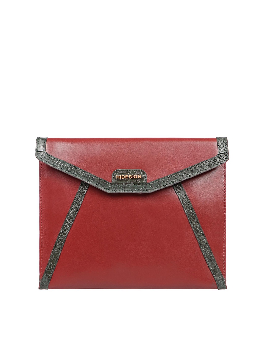 

Hidesign Maroon Textured Envelope Clutch