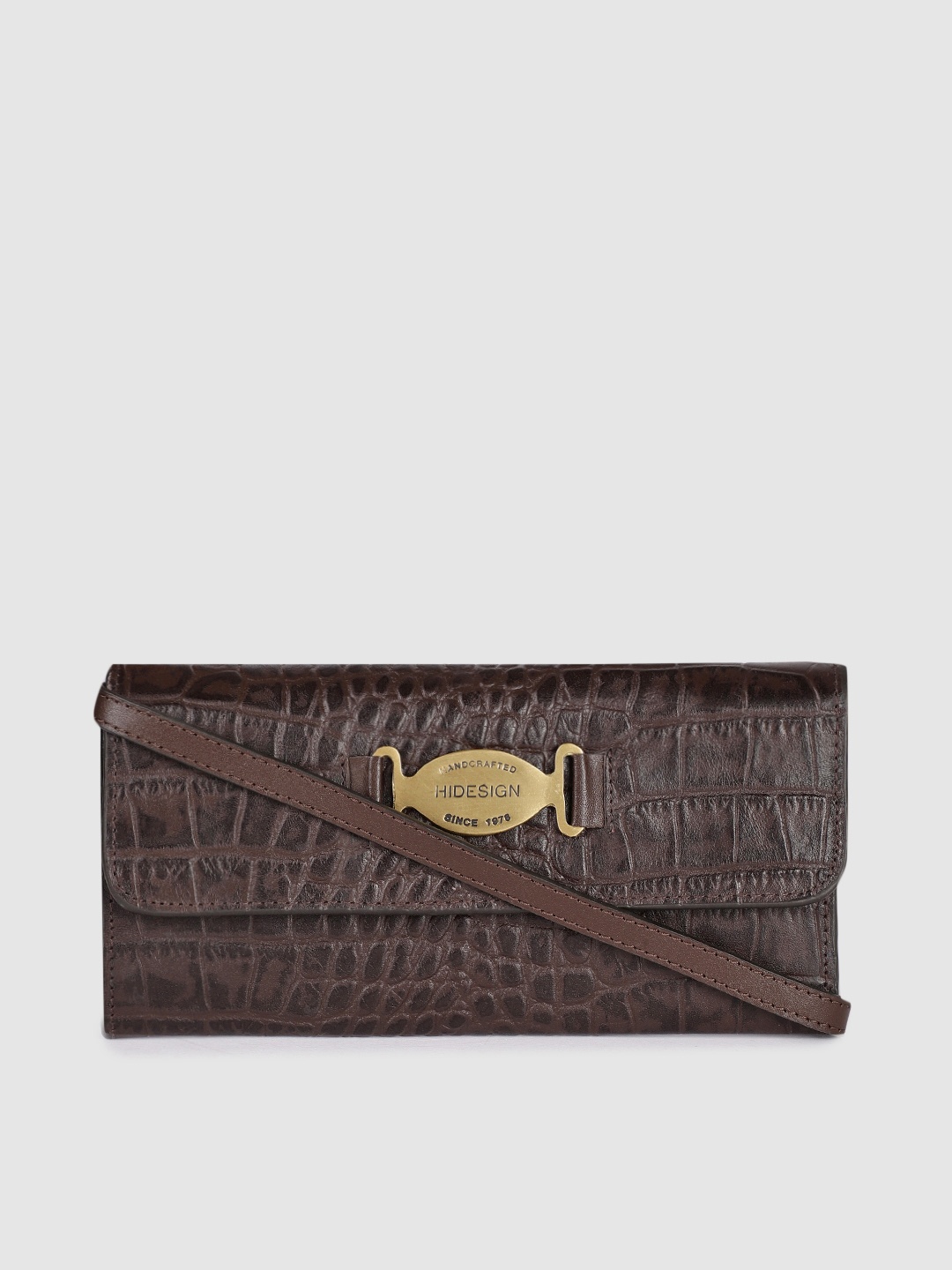 

Hidesign Women Brown Animal Textured Leather Envelope