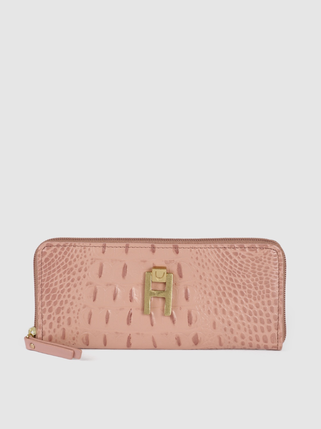 

Hidesign Women Rose Textured Leather Zip Around Wallet