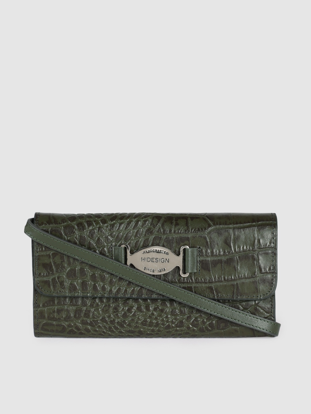 

Hidesign Women Green Animal Textured Leather Envelope