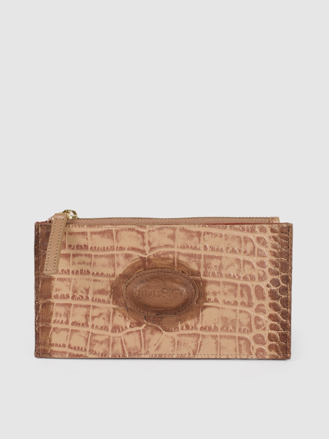 

Hidesign Women Nude-Coloured Textured Leather Card Holder