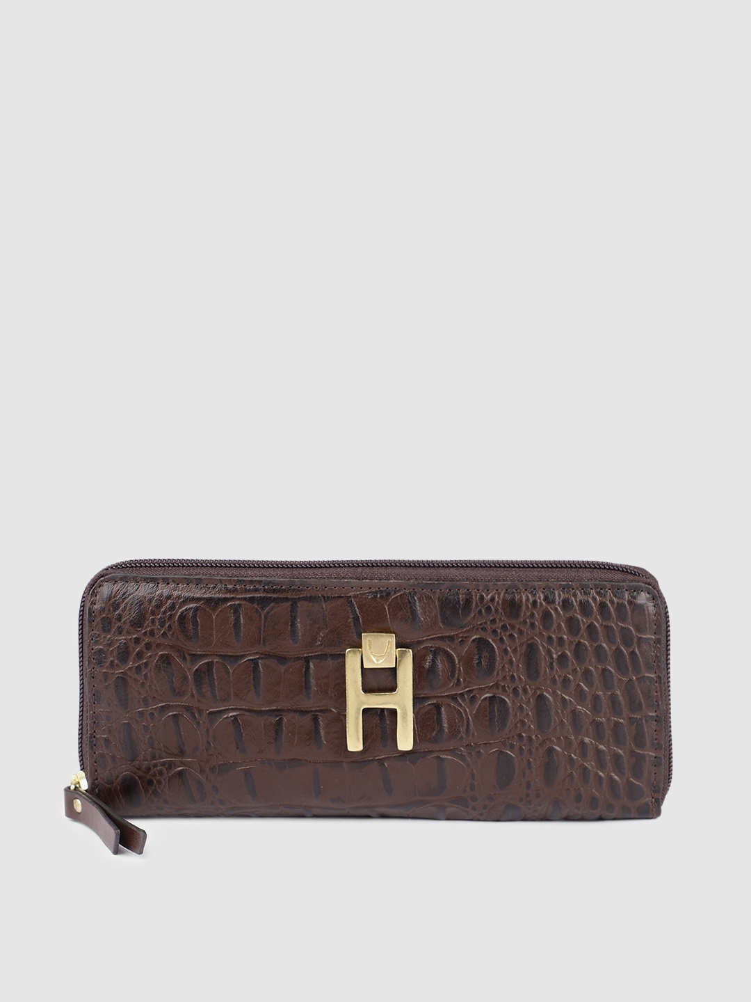 

Hidesign Women Brown Textured Leather Zip Around Wallet
