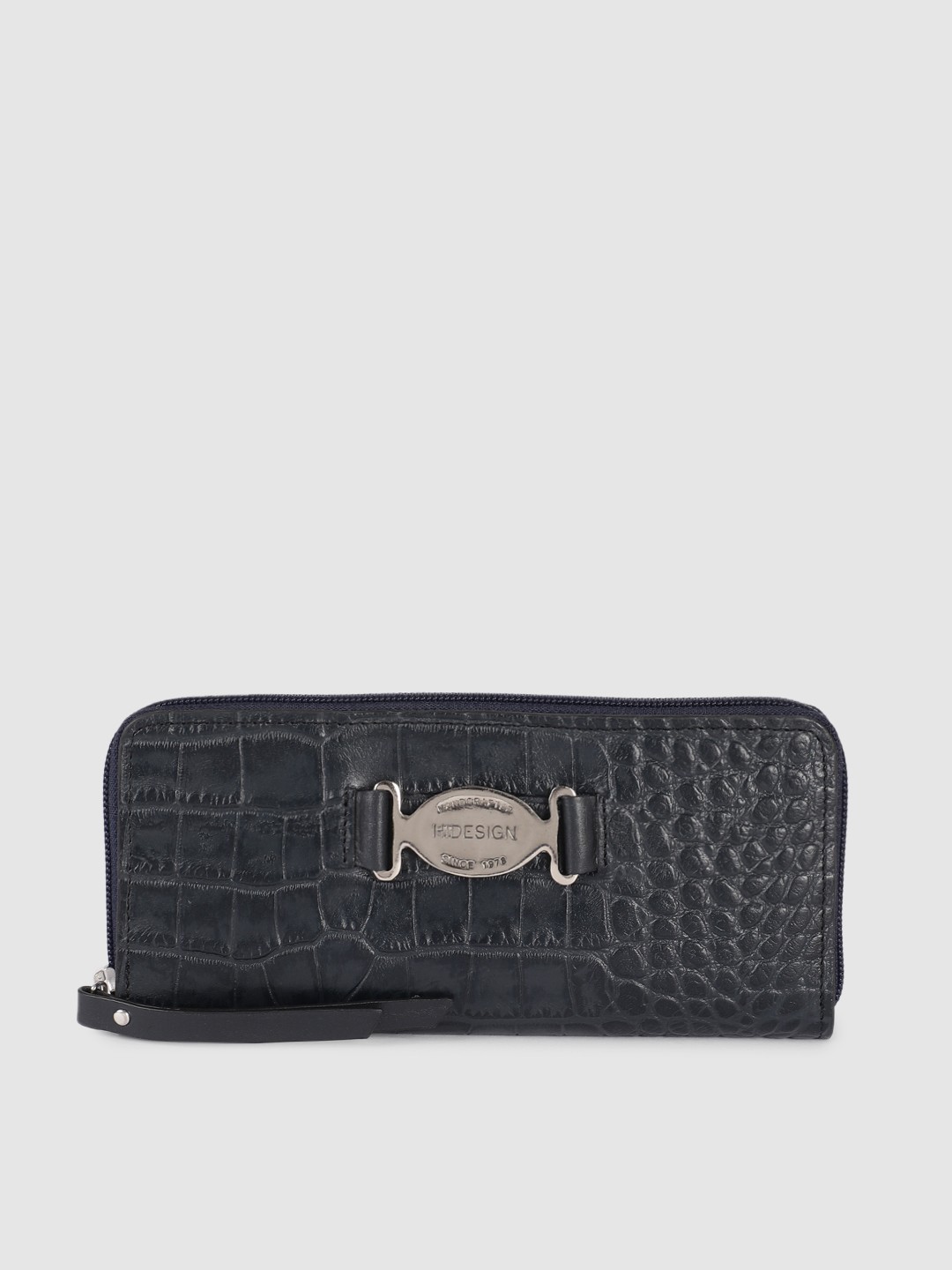 

Hidesign Women Navy Blue Textured Leather Zip Around Wallet