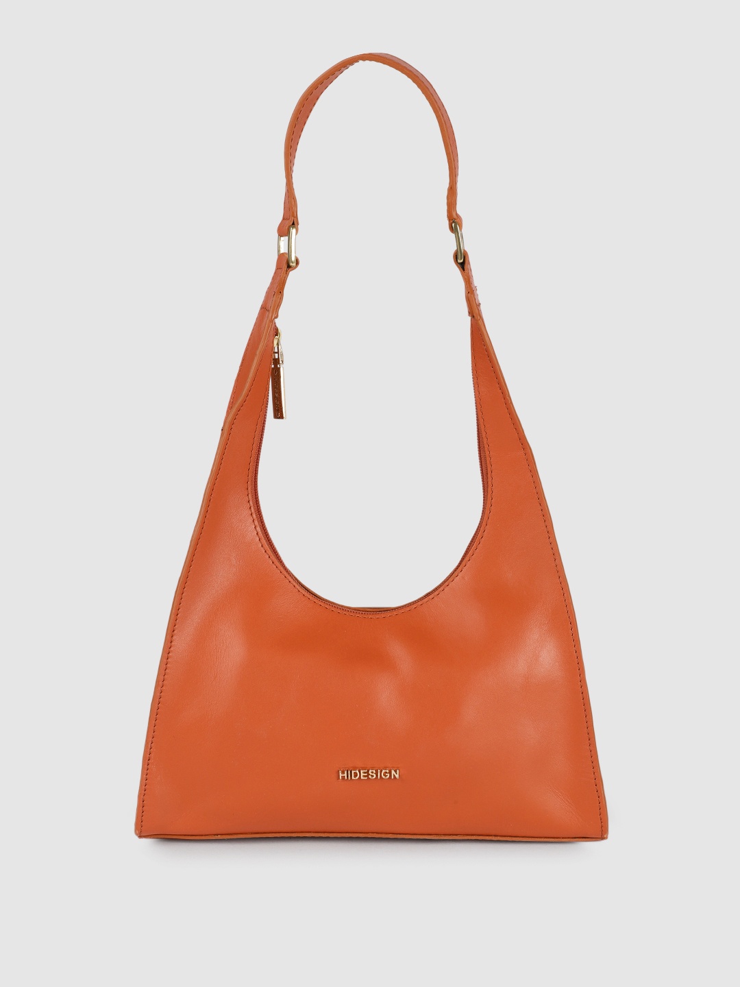 

Hidesign Orange Solid Leather Structured Hobo Bag