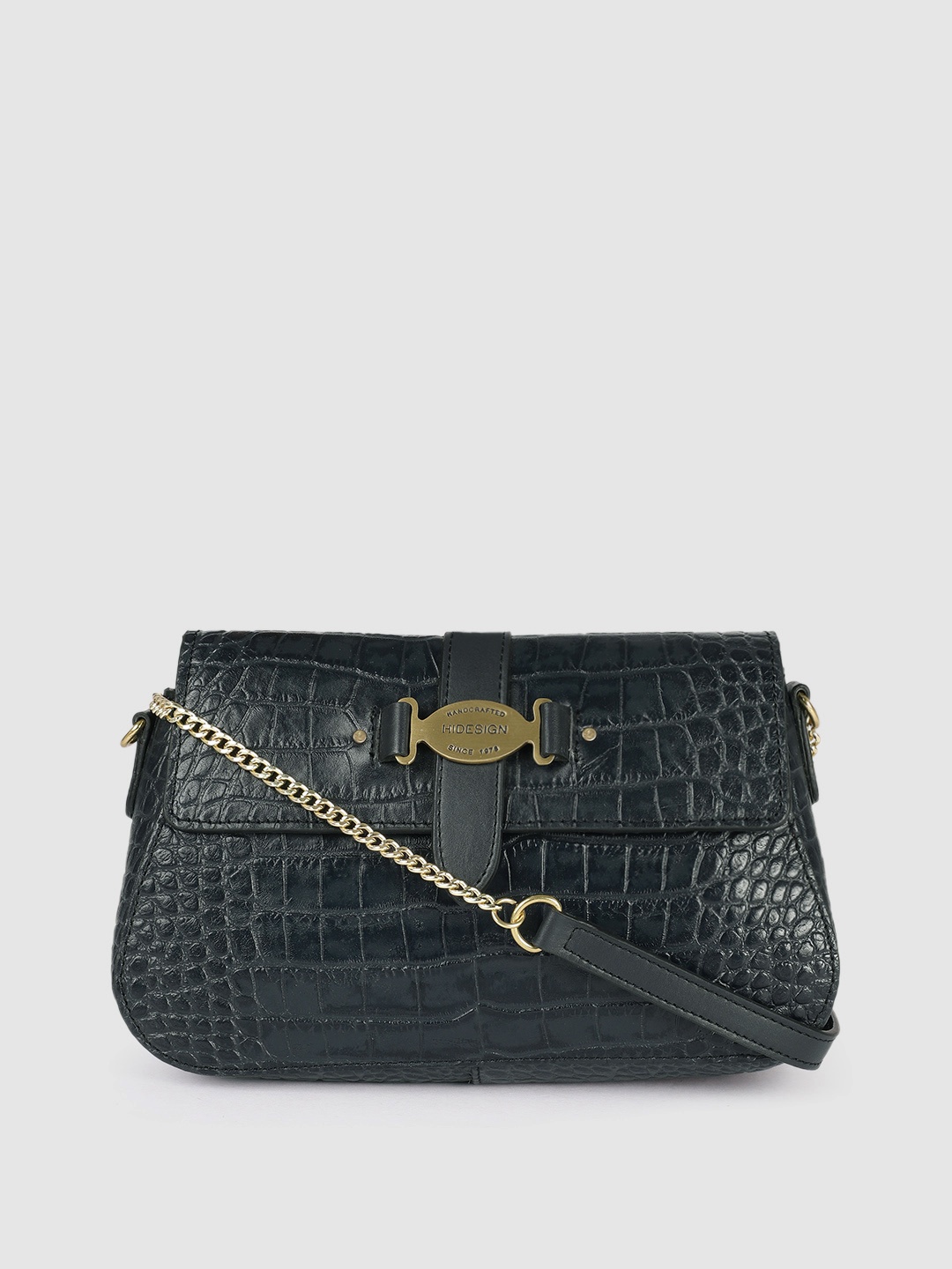 

Hidesign Women Navy Blue Textured Leather Sling Bag
